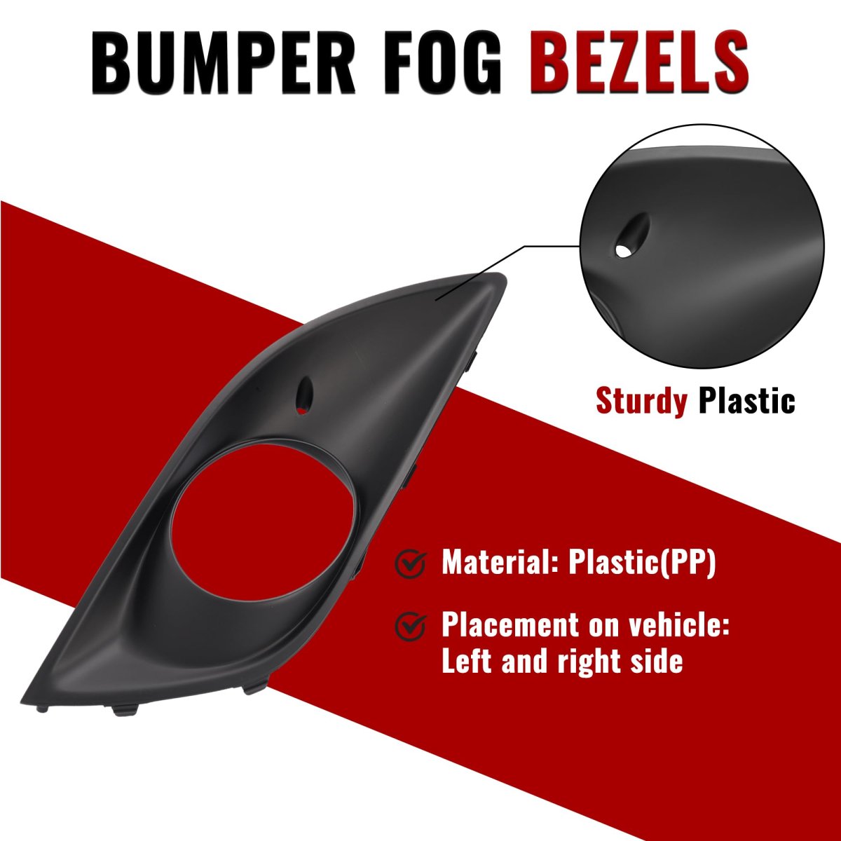 Fog Light Bezel Pair For 2013-2017 Hyundai Veloster Turbo Front Bumper Lamp Trim Cover Matte Black Replacement Hy1038140