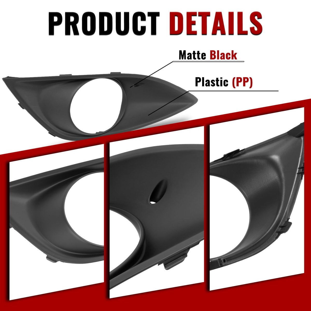 Fog Light Bezel Pair For 2013-2017 Hyundai Veloster Turbo Front Bumper Lamp Trim Cover Matte Black Replacement Hy1038140