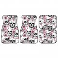 Foruidea Sugar Skull Skeleton Flower Pink Car Floor Matss Auto 4-pcs Full Set Car Carpet Universal Fit For Suvs Trucks Sedans