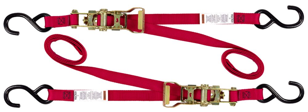 Red Ratcheting Buckle Tie Down 1 In X 66 4500 Lbs Tensile Strength Nylon Webbing With Vinyl Coated S Hooks Model 47439-10 Sold