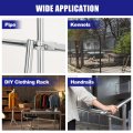 4pcs Tee Structural Pipe Connectors 3 Way End Rails Clamp With Wrench Stainless Steel Corner Fittings For Diy Shelf Garden
