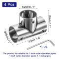 4pcs Tee Structural Pipe Connectors 3 Way End Rails Clamp With Wrench Stainless Steel Corner Fittings For Diy Shelf Garden
