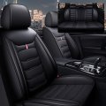 Universal Fit Car Seat Covers 5 Seats Set Black Pu Leather And Sponge Pads For Ford Nissan Volkswagen Front Rear Full Coverage 