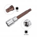 Uxcell T50 Torx Bit Socket 1 2 Square Drive Cr-v Sockets S2 Steel Bits 4 Length With Hex Shank Power Drill Adapter