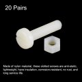 Uxcell 20 Pairs Nylon Screw Nut Assortment M8x30mm Slotted Pan Head Screws M8 Hex Nuts For Machinery Electronics White