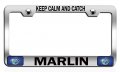 Keep Calm And Catch Marlin Fishing Chrome Metal License Plate Frame Tag Holder T43 