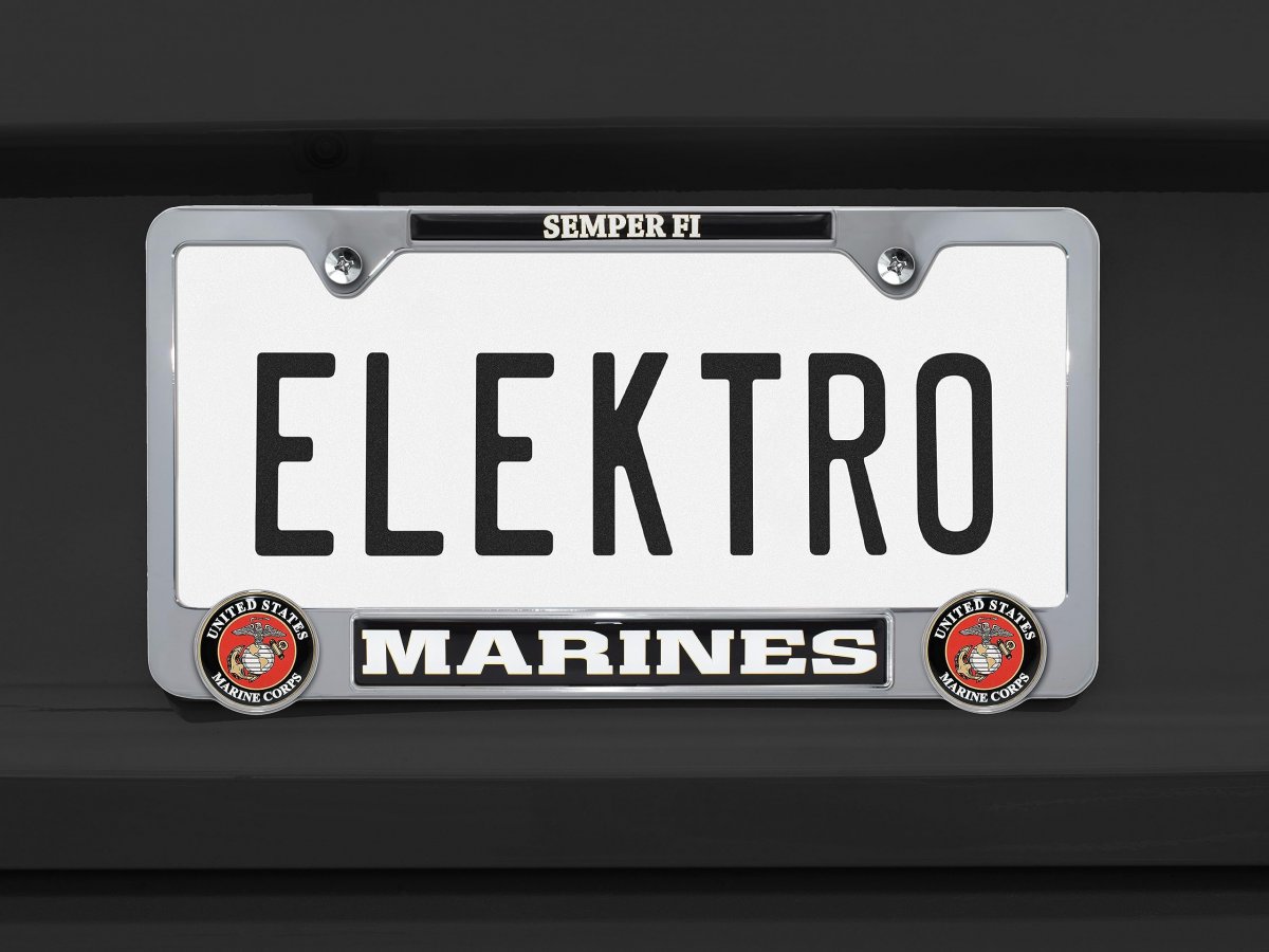 Marines 3d Chrome Metal License Plate Frame