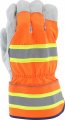 West Chester Hvo500 Premium Split Cow Hide Leather Palm Gloves Pack Of 12 Gray Orange Large Hi-vis Safety