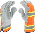 West Chester Hvo500 Premium Split Cow Hide Leather Palm Gloves Pack Of 12 Gray Orange Large Hi-vis Safety