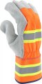 West Chester Hvo500 Premium Split Cow Hide Leather Palm Gloves Pack Of 12 Gray Orange Large Hi-vis Safety