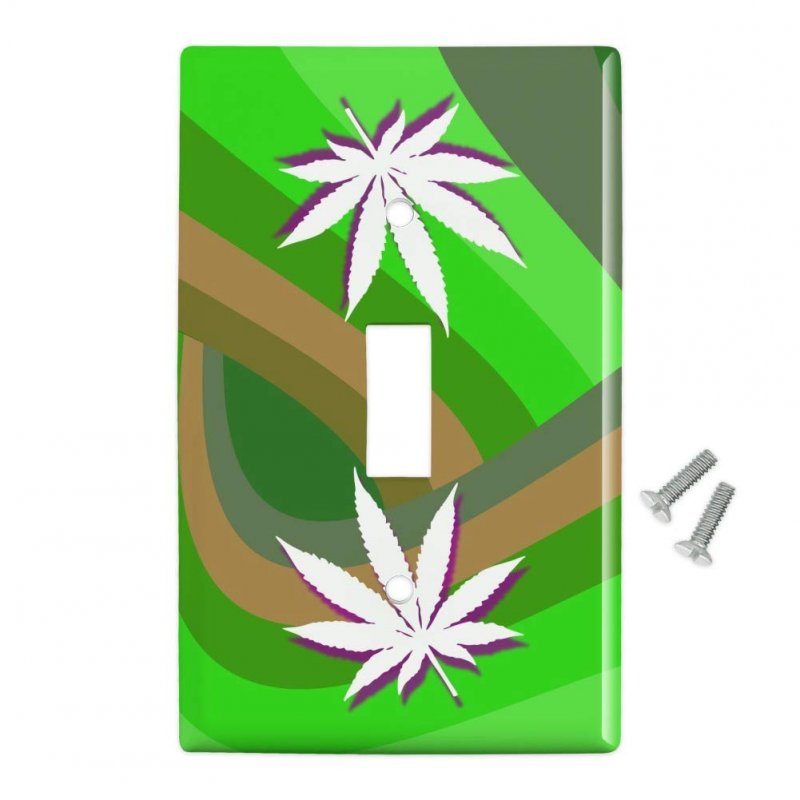 Marijuana Leaf Pot Weed Psychedelic Plastic Wall Decor Toggle Light Switch Plate Cover