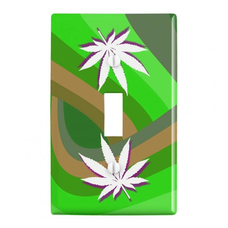 Marijuana Leaf Pot Weed Psychedelic Plastic Wall Decor Toggle Light Switch Plate Cover