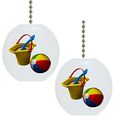 Set Of 2 Beach Ball Sand Bucket Solid Ceramic Fan Pulls 