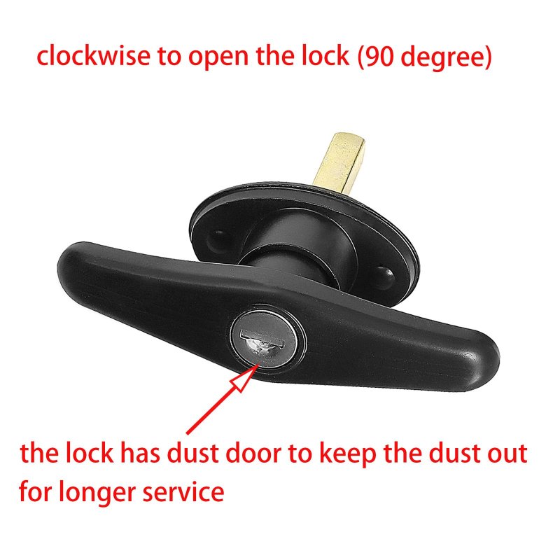 Truck Camper Shell Locking T Handle For Canopy And Rv Clockwise To Open With Dust Cover 1 625 In Shaft Length Includes 2 Keys