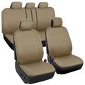 Polypro Car Seat Covers Full Set Solid Beige Front And Rear Split Bench Universal Fit For Cars Trucks Vans Suvs Airbag 