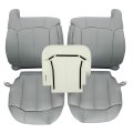 Secos Front Both Side Bottom Top Driver Foam Cushion Gray Replacement Leather Seat Cover For Chevy Silverado 1500 2500 3500 