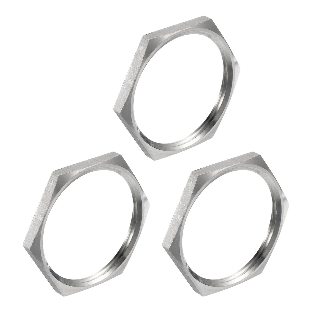 3pcs Cast Pipe Fitting Hex Locknut 304 Stainless Steel Lock Nut Npt 1-1 2 Female Thread For Plumbing Fixed Water Broom And