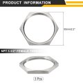 3pcs Cast Pipe Fitting Hex Locknut 304 Stainless Steel Lock Nut Npt 1-1 2 Female Thread For Plumbing Fixed Water Broom And
