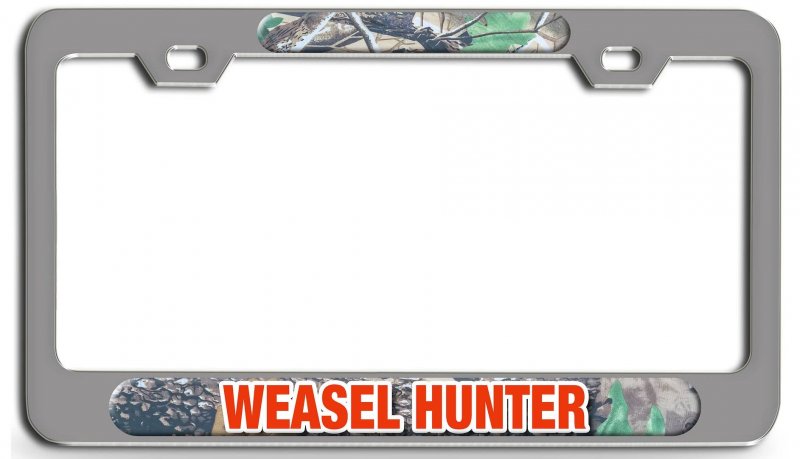 Weasel Hunter Hunting Ch 3d Metal License Plate Frame Auto Suv Truck Tag Holder F48