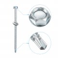 Uxcell 14 X 5 Self Drilling Screws With Rubber Washer 50pcs Zinc Plated Steel Roofing Hex Head Tapping Epdm For Metal To