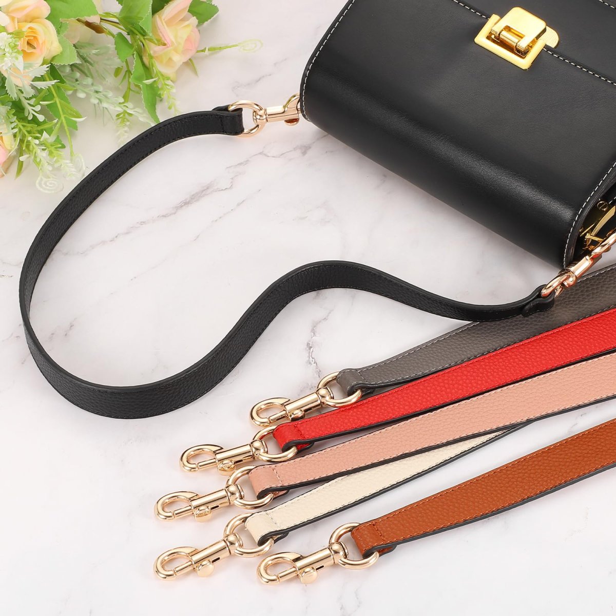 14 17 Inch Pu Leather Short Bag Strap With Clasp Purse Handles Handbags Replacement Straps For Clutch Underarm Bags Black
