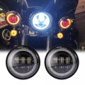 Lx-light Black 4 5 Inch Round Led Passing Fog Lights With Red Demon Eyes White Drl Amber Turn Signal Halo Compatible H Arley 