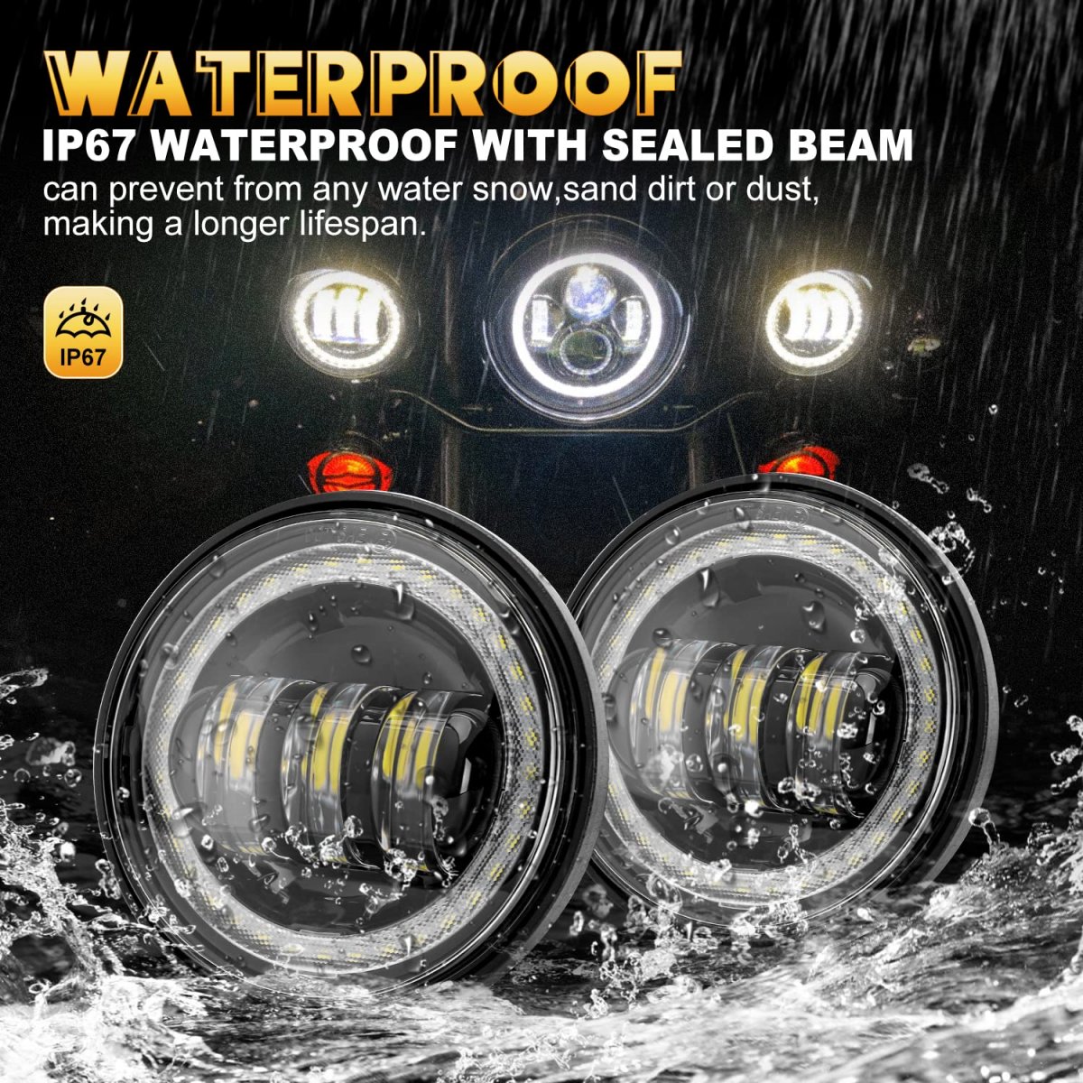 Lx-light Black 4 5 Inch Round Led Passing Fog Lights With Red Demon Eyes White Drl Amber Turn Signal Halo For H Arley