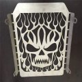 Httmt Mt298-03 Chrome Skull Flame Radiator Grille Cover Stainless Compatible With Kawasak Vulcan Vn 1500
