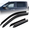 Auto Dynasty Window Visors For 2014-2019 Chevrolet Silverado Gmc Sierra 1500 2500 3500 Hd Crew Cab 4pcs Tape-on Deflectors Rain 