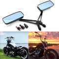 8mm 10mm Black Rectangle Motorcycle Rear View Side Mirrors For Kawasaki Suzuki Yamaha Cruiser Chopper 