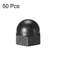 Uxcell Acorn Hex Cap Nuts 50pcs M4 Dome Nylon Hexagon Decorative Nut For Screws Bolts Black