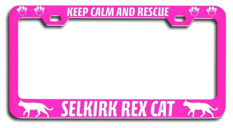 Keep Calm And Rescue Selkirk Rex Cat Metal License Plate Frame Heavy Duty Stainless Steel Tag Holder For Us Canada Vehicles 12