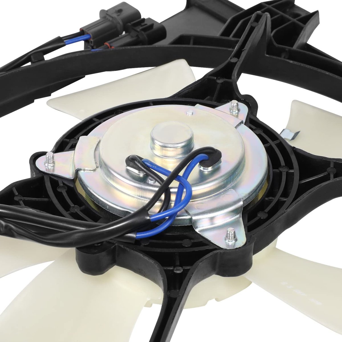 Radiator Cooling Ac Condenser Fan Assembly For Mitsubishi Galant 1989 To 1992 Automatic Transmission Mb438714 12v Black