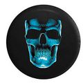 3d Cracked Grinning Skull Almost Glowing Blue Jeep Rv Spare Tire Cover Black 28 In 
