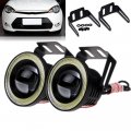 Polarlander 2 Pieces 5 Inch Led Fog Lights Cob 30w Waterproof Projector With Lens Angel Eyes Rings 12v Suv Atv Off Road Lamp 