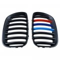 Left Right Side Glossy Black M-color Front Kidney Grilles Compatible With 2004 2005 2006 Bmw E53 X5 Door Suv Sport Utility 3 0i