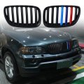 Left Right Side Glossy Black M-color Front Kidney Grilles Compatible With 2004 2005 2006 Bmw E53 X5 Door Suv Sport Utility 3 0i