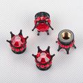 Tasiro 1 Row Pure Handmade Bling Crystal Rhinestones Chrome Crown Tire Valve Stem Caps For Car And Motorcycle Black Red