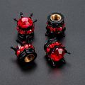 Tasiro 1 Row Pure Handmade Bling Crystal Rhinestones Chrome Crown Tire Valve Stem Caps For Car And Motorcycle Black Red