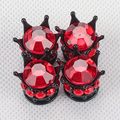 Tasiro 1 Row Pure Handmade Bling Crystal Rhinestones Chrome Crown Tire Valve Stem Caps For Car And Motorcycle Black Red