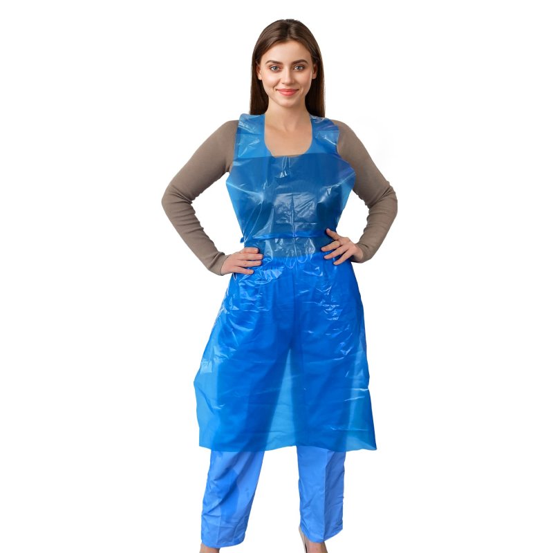 Ezgoodz Plastic Disposable Aprons For Adults 28 X 46 Pack Of 100 Blue Polyethylene Hair Stylist 2 Mil Waterproof Poly