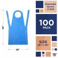 Ezgoodz Plastic Disposable Aprons For Adults 28 X 46 Pack Of 100 Blue Polyethylene Hair Stylist 2 Mil Waterproof Poly