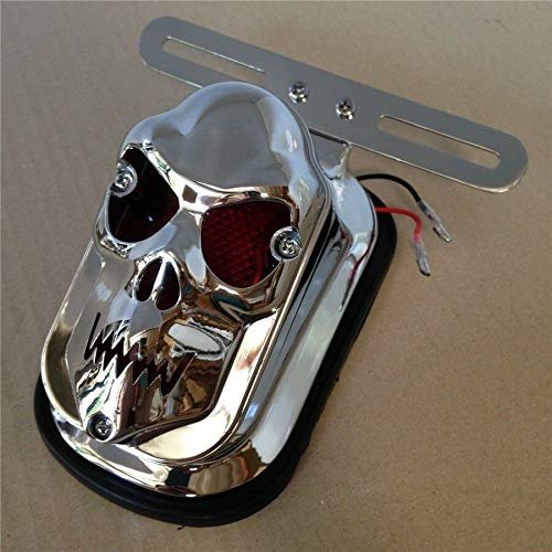 Chrome Red Tombstone Abs Plastic Skull Brake Tail Light Signal For Chopper Flstn Deluxe P N Rs058