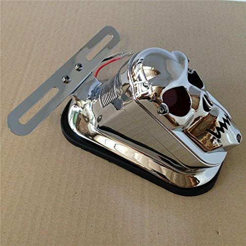 Chrome Red Tombstone Abs Plastic Skull Brake Tail Light Signal For Chopper Flstn Deluxe P N Rs058