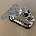 Chrome Red Tombstone Abs Plastic Skull Brake Tail Light Signal For Chopper Flstn Deluxe P N Rs058