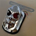 Chrome Red Tombstone Abs Plastic Skull Brake Tail Light Signal For Chopper Flstn Deluxe P N Rs058