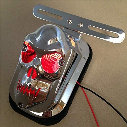 Chrome Red Tombstone Abs Plastic Skull Brake Tail Light Signal For Chopper Flstn Deluxe P N Rs058