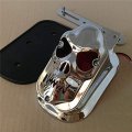 Chrome Red Tombstone Abs Plastic Skull Brake Tail Light Signal For Chopper Flstn Deluxe P N Rs058