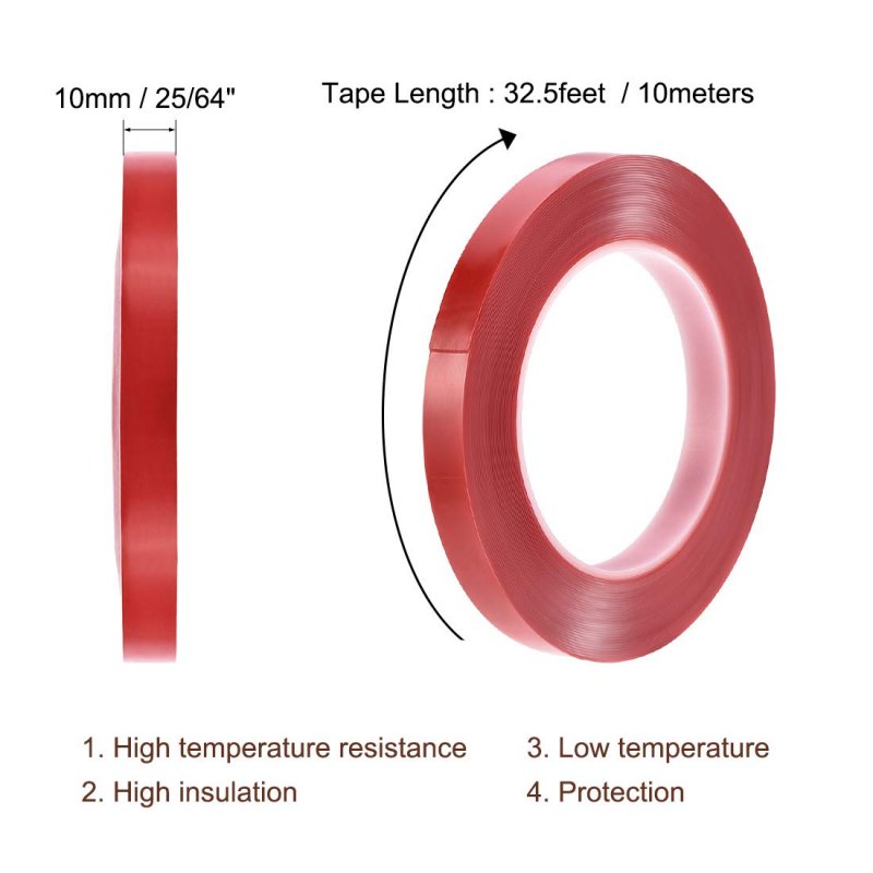 25 64 Inch X 32 5ft Heat Resistant Acrylic Double Sided Adhesive Tape For Touch Screen Repairing 0 5mm Thickness Clear With Red