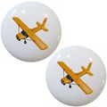 Yellow Airplane Aviation Ceramic Cabinet Drawer Pulls Knobs Set Of 2 